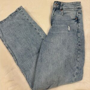 H&M Wide Leg High Rise Ripped Jeans